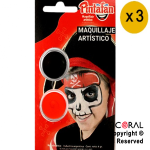 MAQUILLAJE ARTISTICO PINTAFAN ROJO NEGRO PIRATA 13-808 (4GR SET X 2) x 3